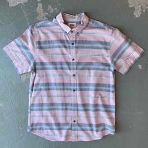 Levi’s short sleeve pink grey striped button down